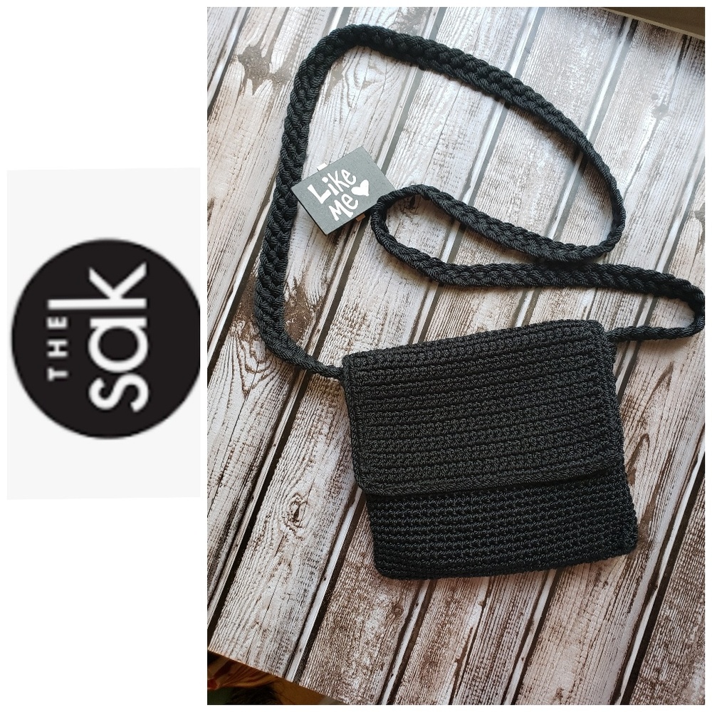 "The Sak" Black Crochet Crossbody